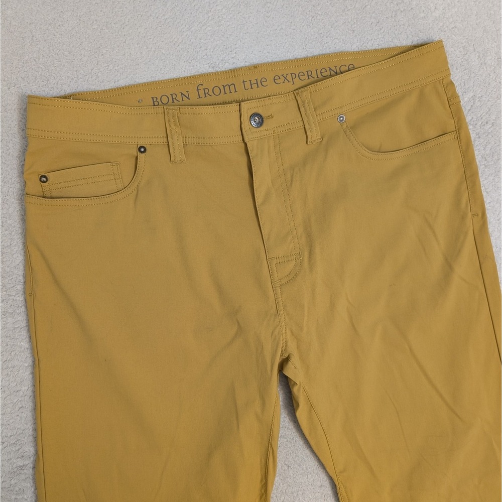 prAna Pants Men's 38x30 Slim Fit Yellow Lightweight Brion 2 Nylon Stretch